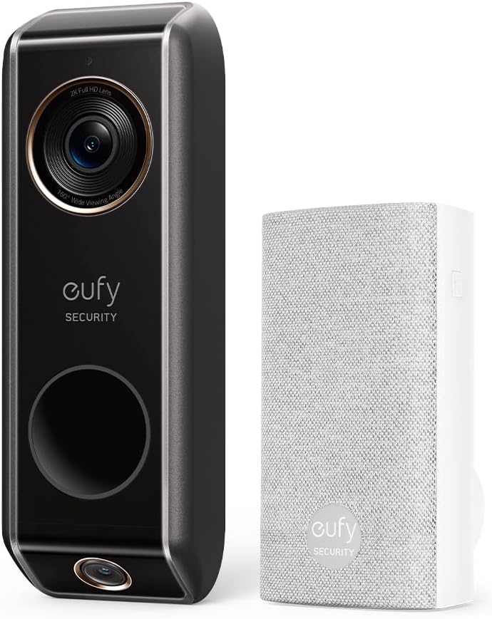 eufy Security Video Doorbell (Wired) S330 with Chime, Dual Cam, Delivery Guard, Security Camera, 2K with HDR, No Monthly Fee, 16-24V, 30VA, homebase NOT Supported, Motion Only Alert